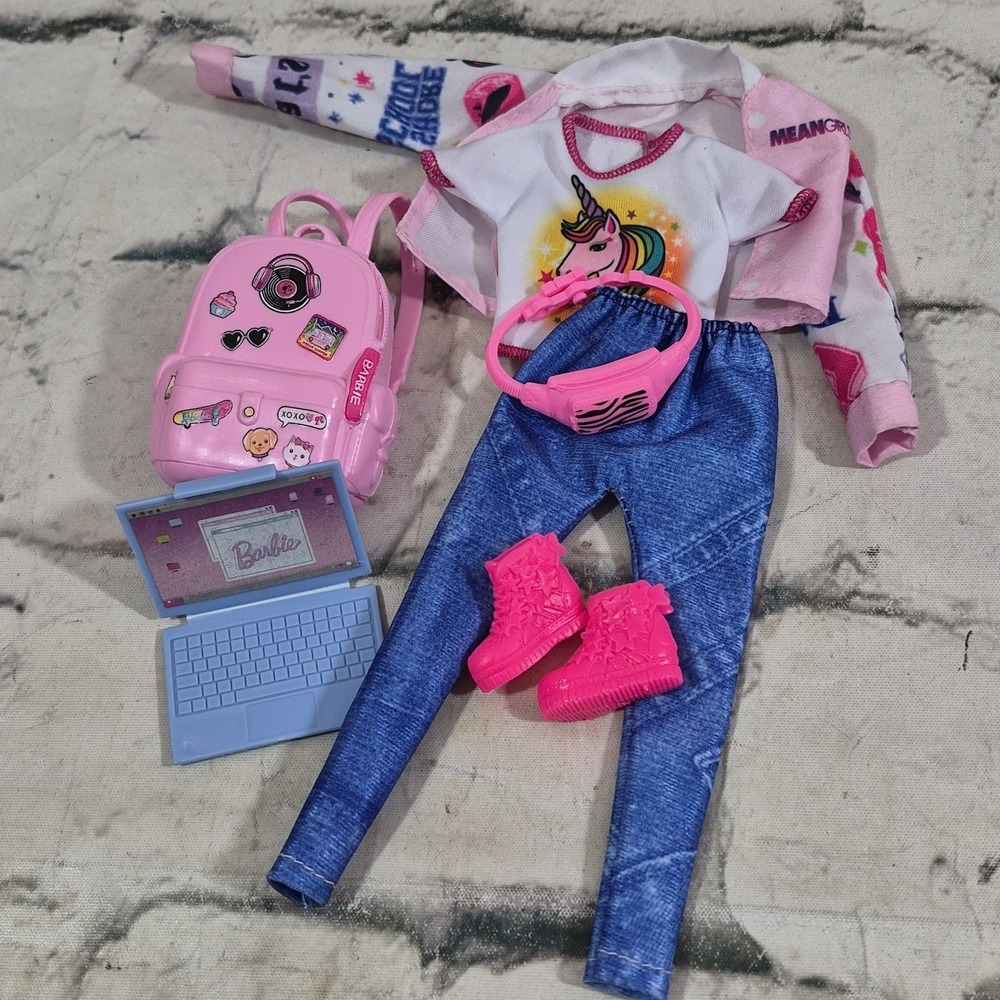 Barbie Doll Clothes Casual Student Outfit Lot Backpack Sneakers Laptop‎ Jacket